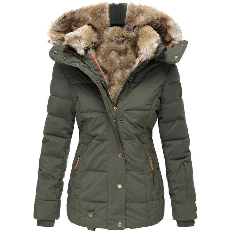 Lekkere Warme Winter Puffer Jas met Imitatiebont