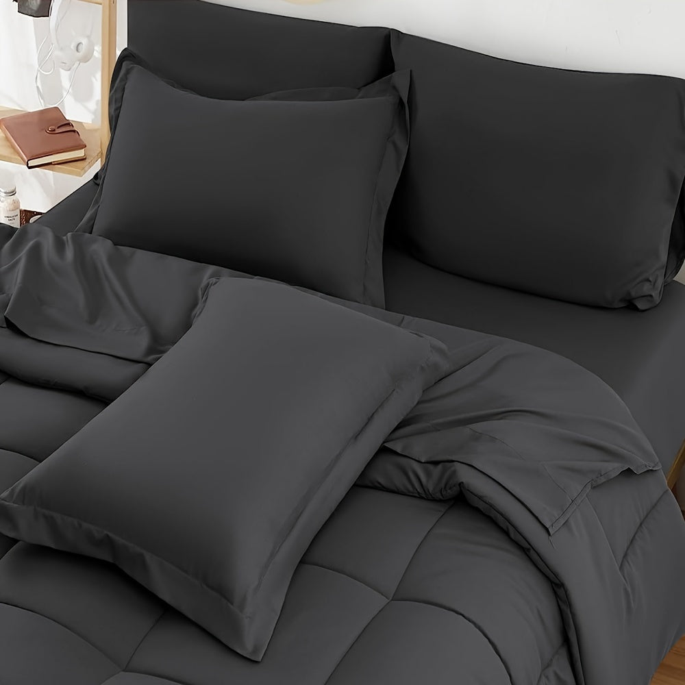 3 Piece Soft Breathable Down Alternative Duvet Cover Set, Four Seasons Lightweight Box Stitch Quilts Hotel Quality Machine Washable Comforter with 4 Corner Tabs (1*Duvet + 2*Pillowcases, No Filling)