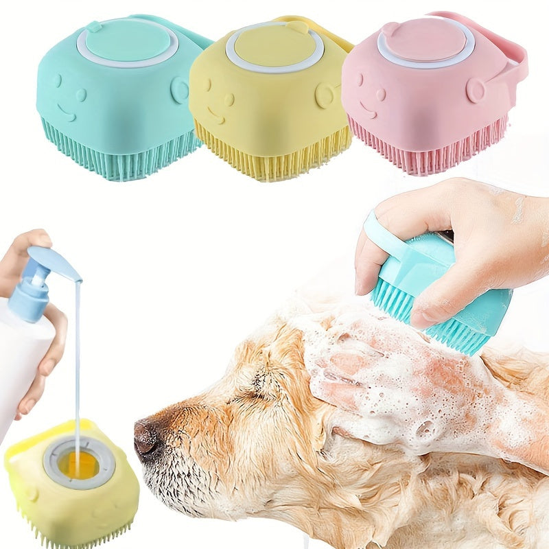 Siliconen Huisdier Shampoo Borstel voor Honden & Katten – Inclusief Opbergruimte