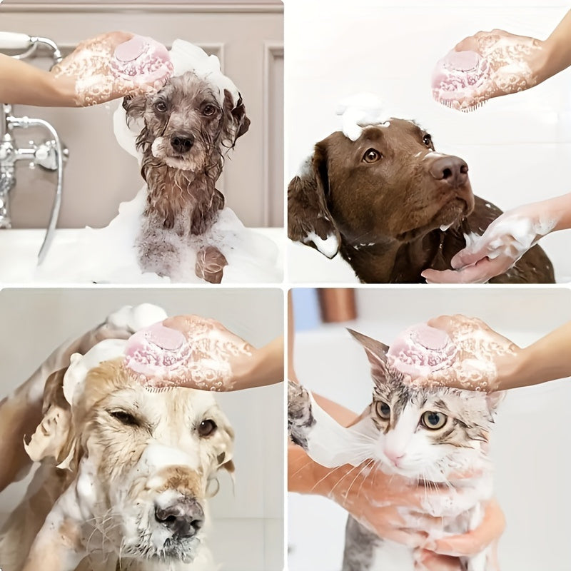Siliconen Huisdier Shampoo Borstel voor Honden & Katten – Inclusief Opbergruimte
