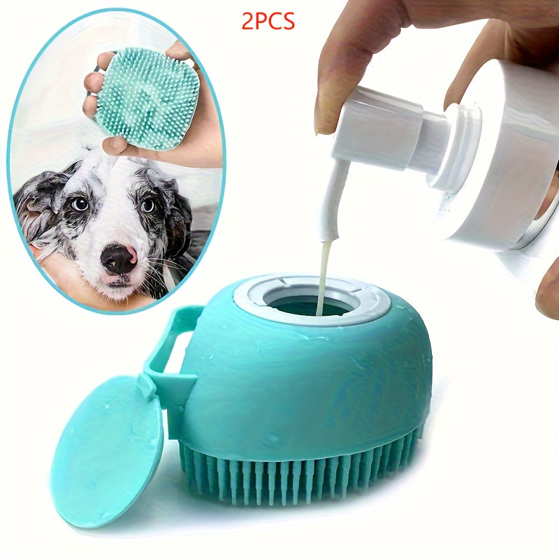 Siliconen Huisdier Shampoo Borstel voor Honden & Katten – Inclusief Opbergruimte