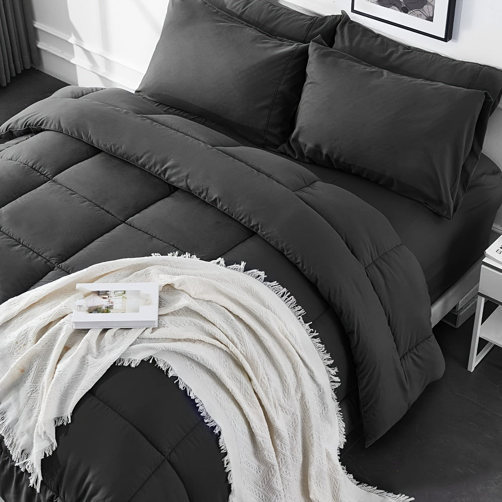 3 Piece Soft Breathable Down Alternative Duvet Cover Set, Four Seasons Lightweight Box Stitch Quilts Hotel Quality Machine Washable Comforter with 4 Corner Tabs (1*Duvet + 2*Pillowcases, No Filling)