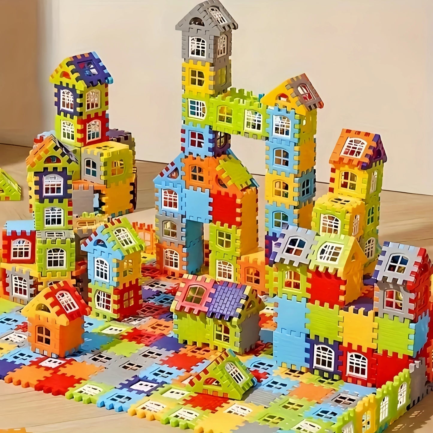 140 Pieces House Large Assembly Creative Square Block Building Bricks - Educational Toys, Perfect as Birthday or Christmas Gifts
