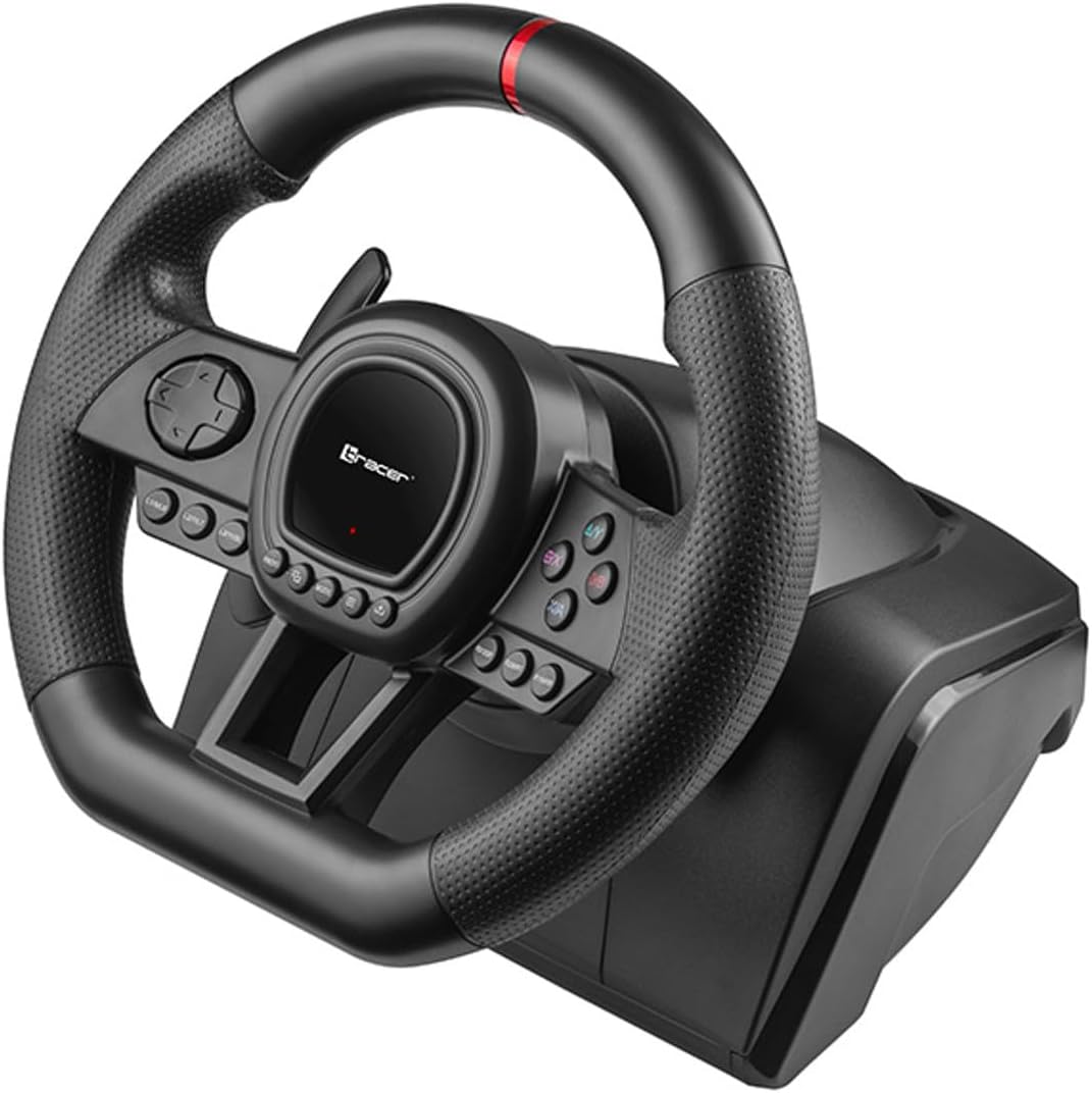 Tracer SimRacer Manual Transmission 6 in 1 Gaming Steering Wheel with Pedals and Gear Stick Compatible with PC/PS4/PS3/XONE/X360/SWITCH