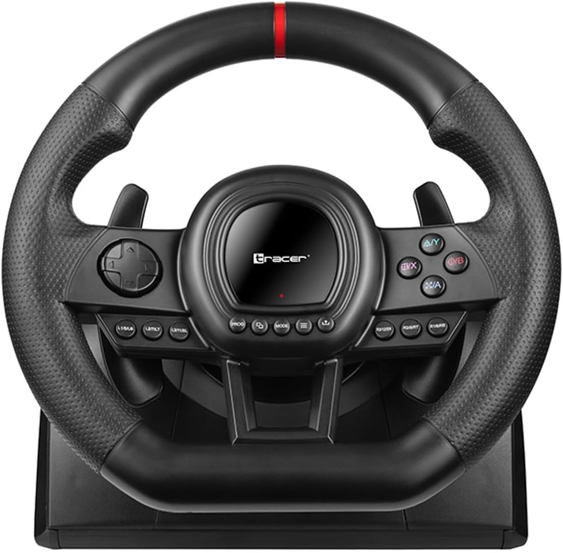 Tracer SimRacer Manual Transmission 6 in 1 Gaming Steering Wheel with Pedals and Gear Stick Compatible with PC/PS4/PS3/XONE/X360/SWITCH