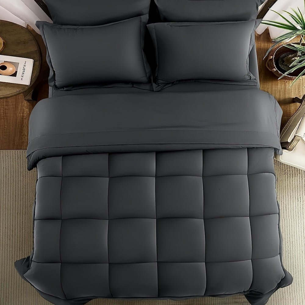 3 Piece Soft Breathable Down Alternative Duvet Cover Set, Four Seasons Lightweight Box Stitch Quilts Hotel Quality Machine Washable Comforter with 4 Corner Tabs (1*Duvet + 2*Pillowcases, No Filling)