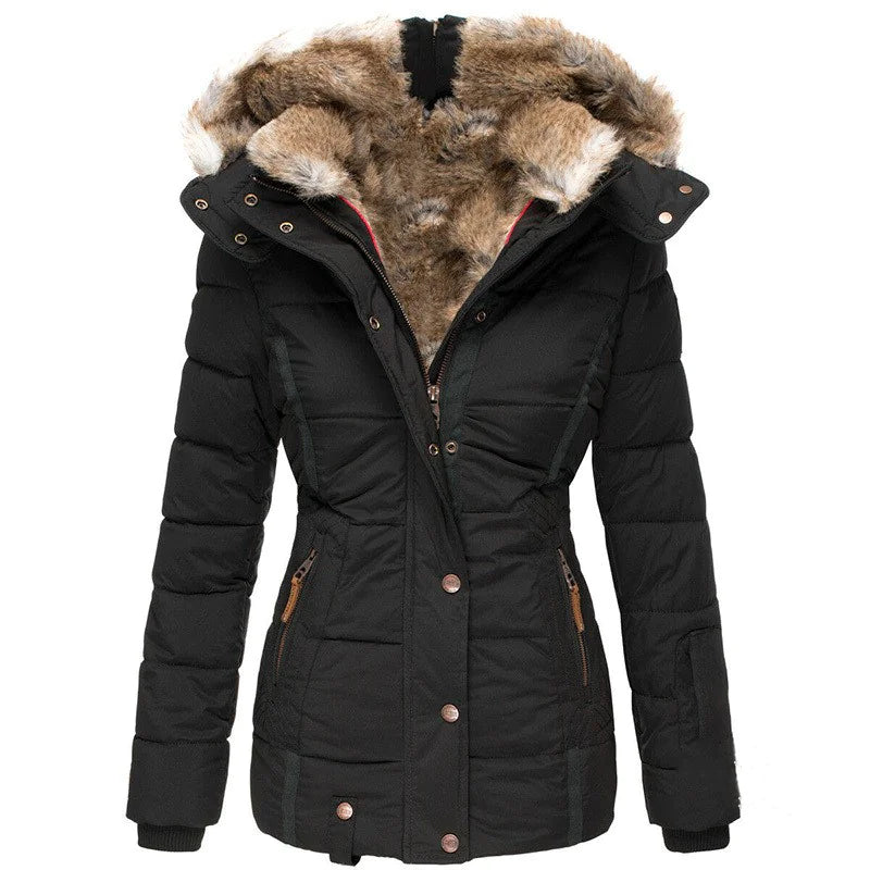 Lekkere Warme Winter Puffer Jas met Imitatiebont