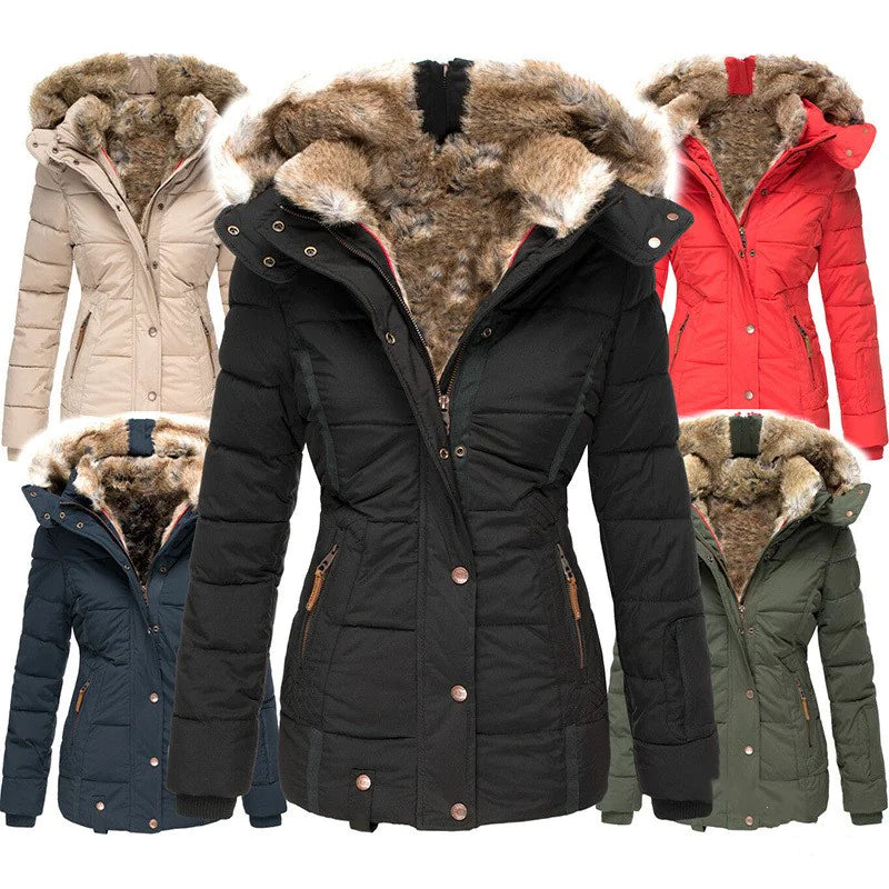 Lekkere Warme Winter Puffer Jas met Imitatiebont