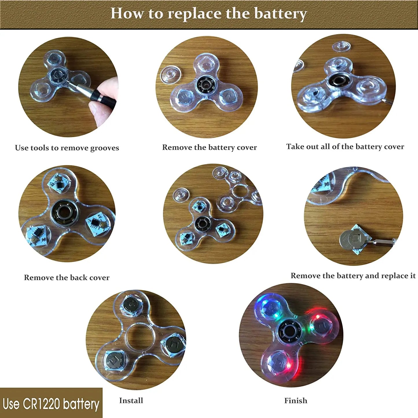 Crystal Luminous LED Light Fidget Spinner Hand Top Spinners Glow in the Dark EDC Stress Relieving Toys Kinetic Gyroscope for Kids
