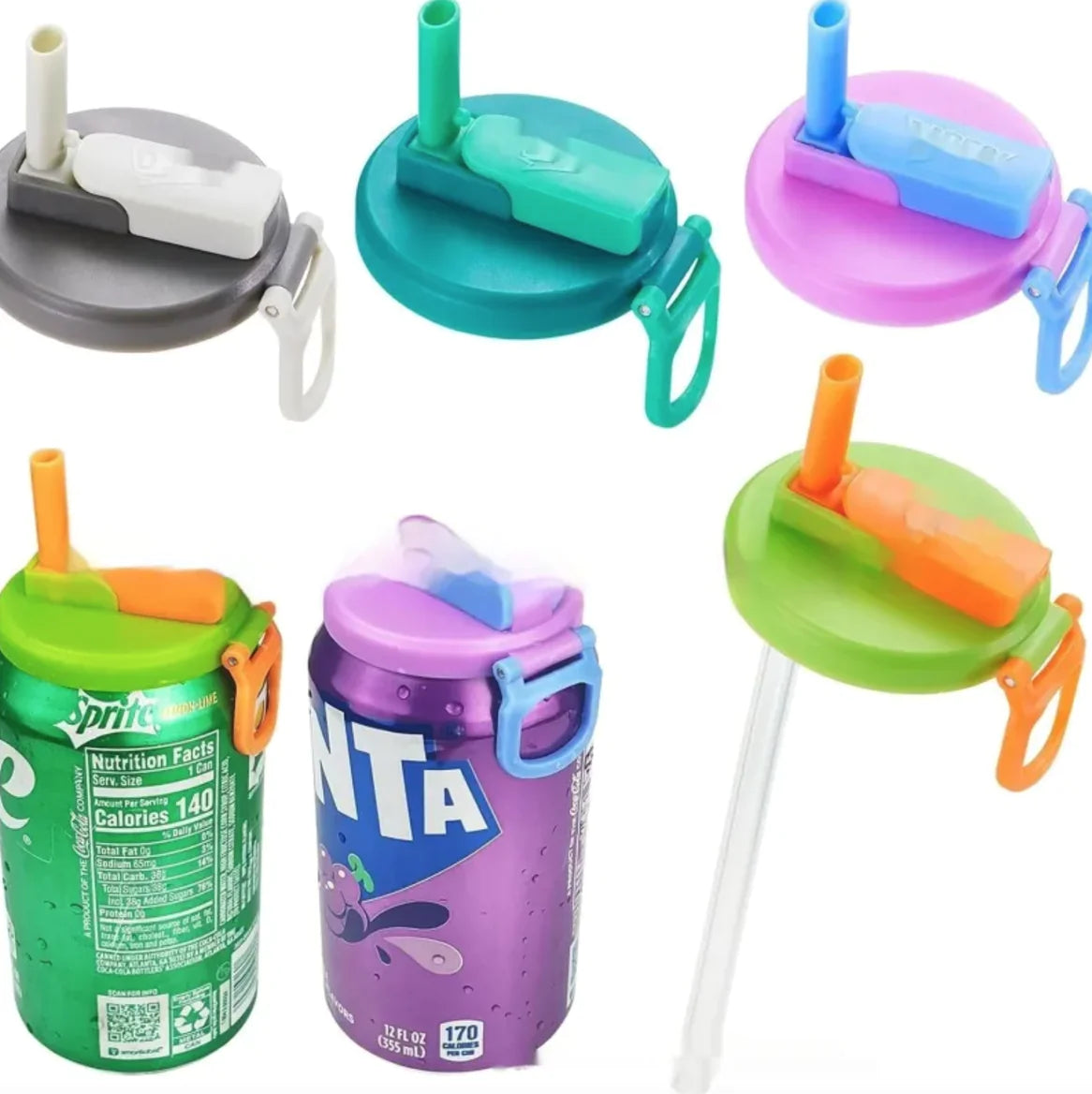 Resealable & Reusable Soda Can Lids with Straw – Transform Your Soda Experience