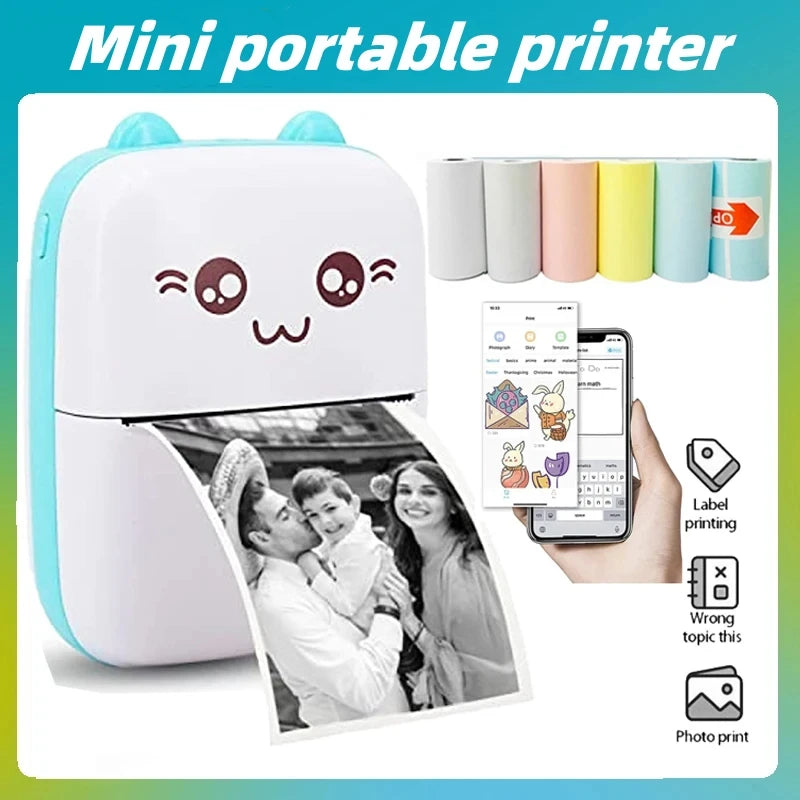 Portable Thermal Photo Printer - Mini Cat Pocket Printer 58mm