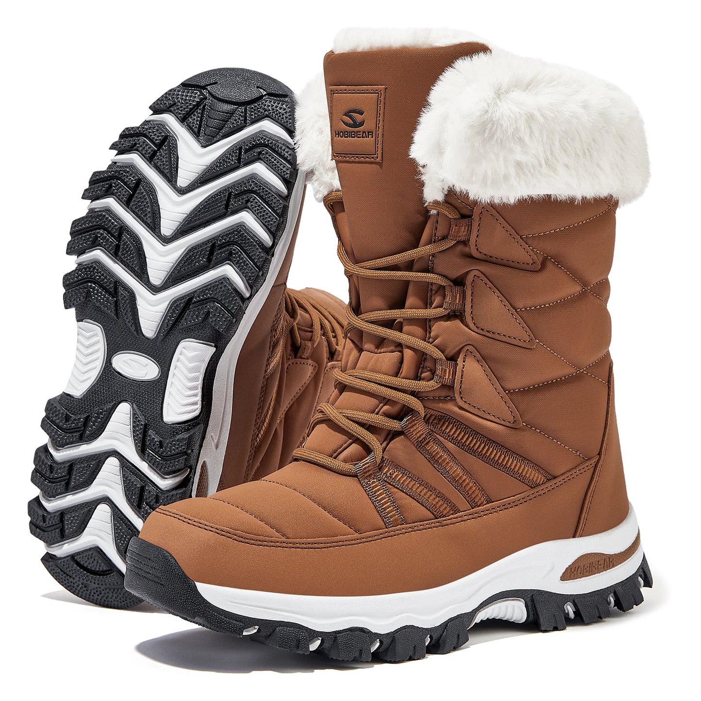 HOBIBEAR Waterdichte Winterlaarzen voor Dames – Warme Sneeuwlaarzen met Luxe Bontvoering