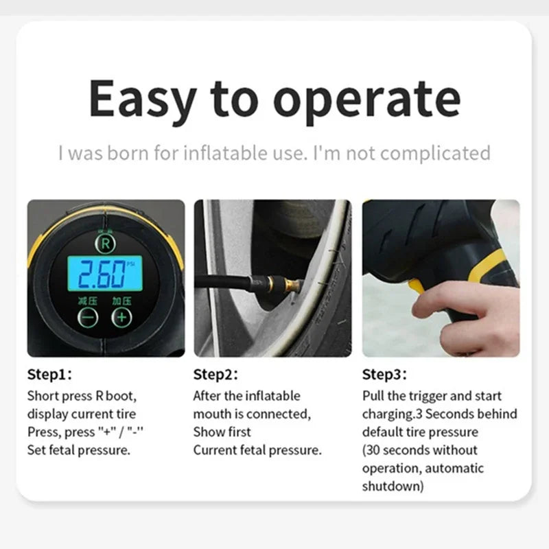 150PSI 120W Mini Cordless/Wired Handheld Tire Inflator Car Air Compressor with LED Light Digital Display