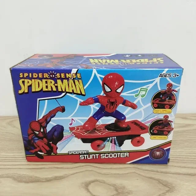 Marvel Spiderman Automatic Flip Rotation Skateboard Acoustic-Optic Car Ultraman Electric Music Toys Stunt Scooters Christmas Gifts