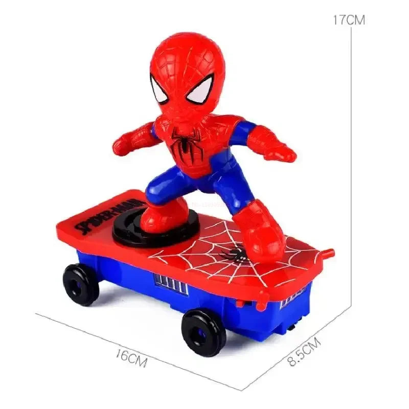 Marvel Spiderman Automatic Flip Rotation Skateboard Acoustic-Optic Car Ultraman Electric Music Toys Stunt Scooters Christmas Gifts