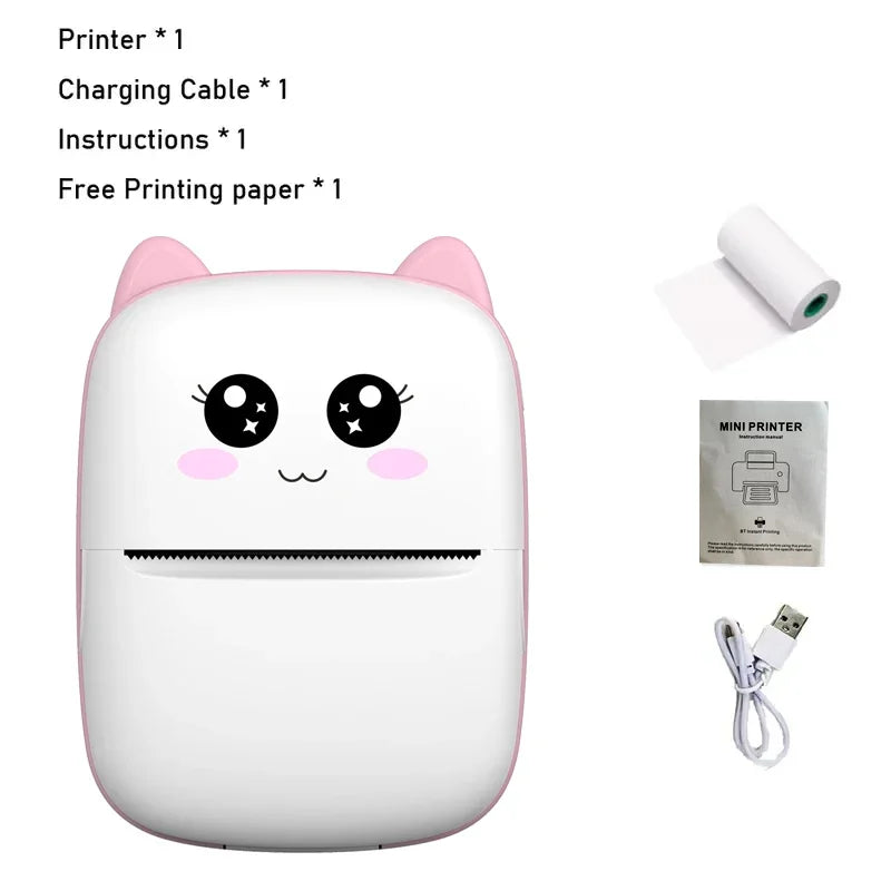 Portable Thermal Photo Printer - Mini Cat Pocket Printer 58mm