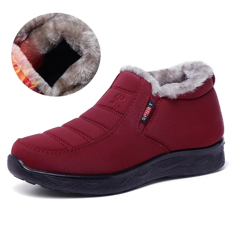 Warm Waterproof Anti-slip Winter Snow Shoes Short Plush for Women - Casual Comfortable