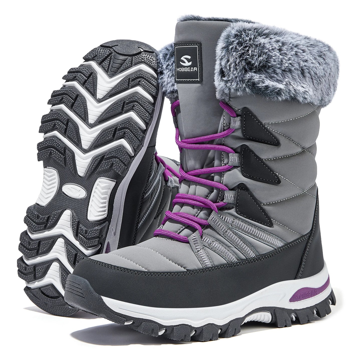 HOBIBEAR Waterdichte Winterlaarzen voor Dames – Warme Sneeuwlaarzen met Luxe Bontvoering