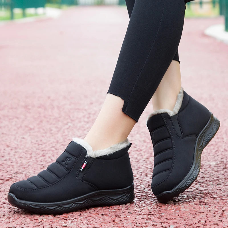 Warm Waterproof Anti-slip Winter Snow Shoes Short Plush for Women - Casual Comfortable