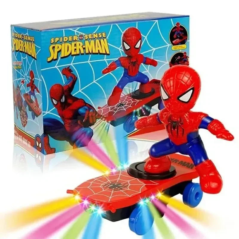 Marvel Spiderman Automatic Flip Rotation Skateboard Acoustic-Optic Car Ultraman Electric Music Toys Stunt Scooters Christmas Gifts