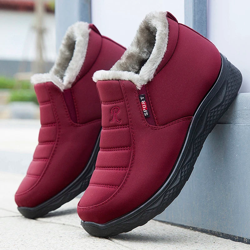 Warm Waterproof Anti-slip Winter Snow Shoes Short Plush for Women - Casual Comfortable