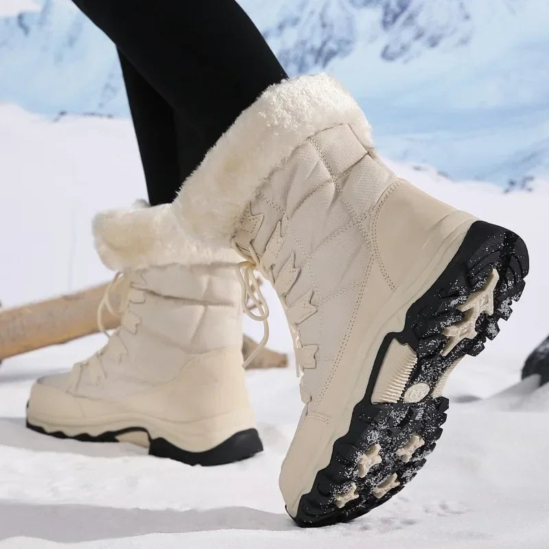 2024 New Waterproof and Cold-resistant Cotton Shoes Long Boots for Women Outdoor with Thick Velour and Warm Snow Boots