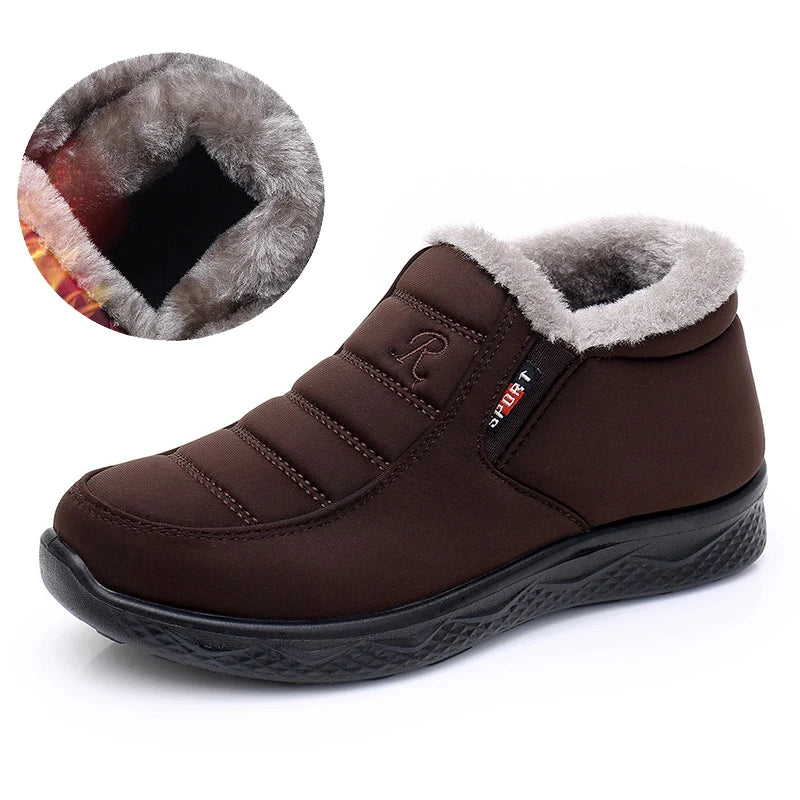 Warm Waterproof Anti-slip Winter Snow Shoes Short Plush for Women - Casual Comfortable