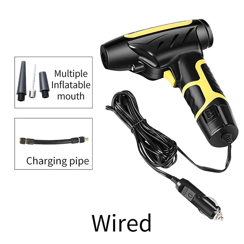 150PSI 120W Mini Cordless/Wired Handheld Tire Inflator Car Air Compressor with LED Light Digital Display