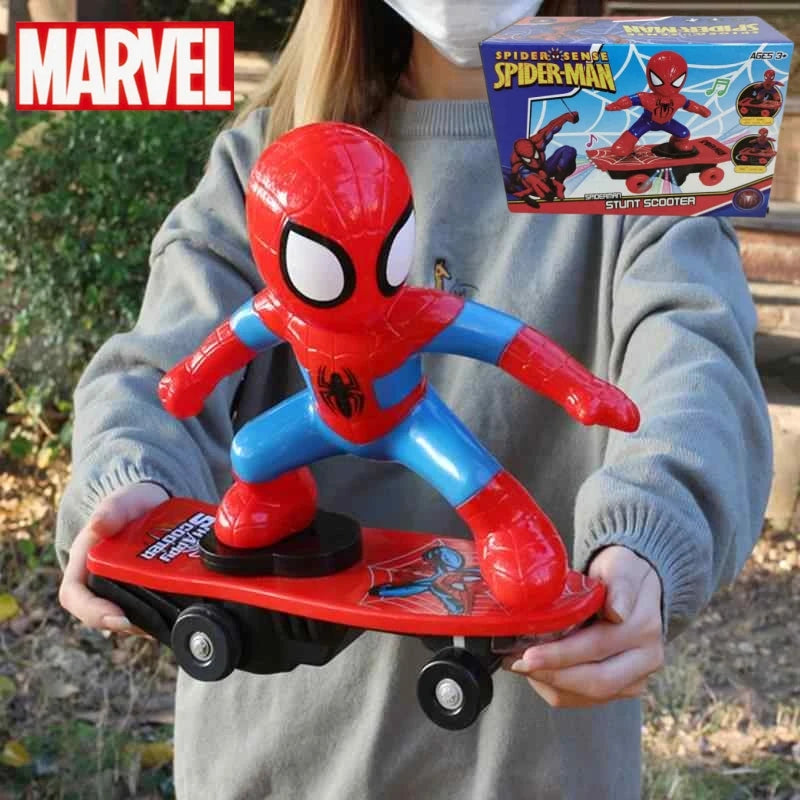Marvel Spiderman Automatic Flip Rotation Skateboard Acoustic-Optic Car Ultraman Electric Music Toys Stunt Scooters Christmas Gifts