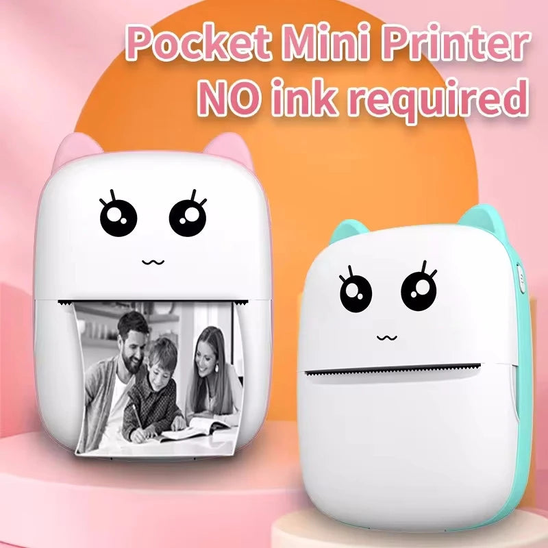 Portable Thermal Photo Printer - Mini Cat Pocket Printer 58mm