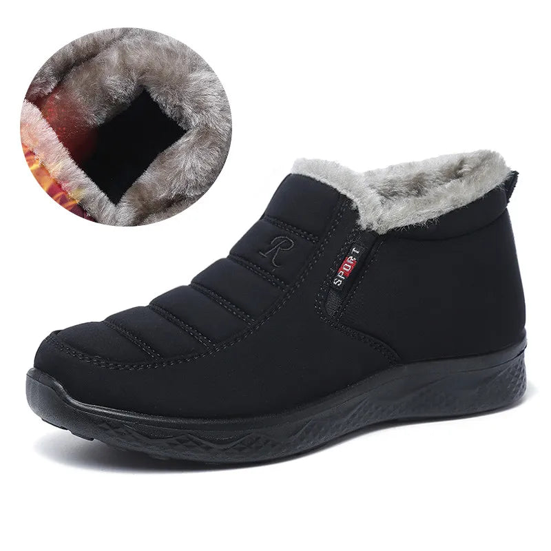 Warm Waterproof Anti-slip Winter Snow Shoes Short Plush for Women - Casual Comfortable