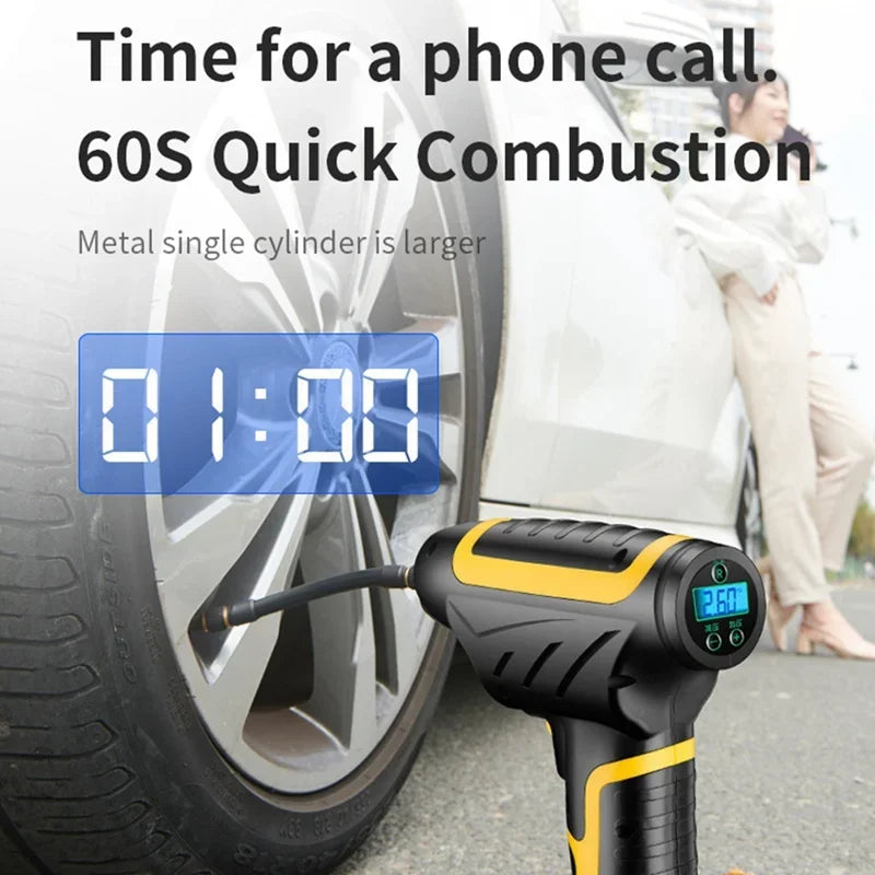 150PSI 120W Mini Cordless/Wired Handheld Tire Inflator Car Air Compressor with LED Light Digital Display