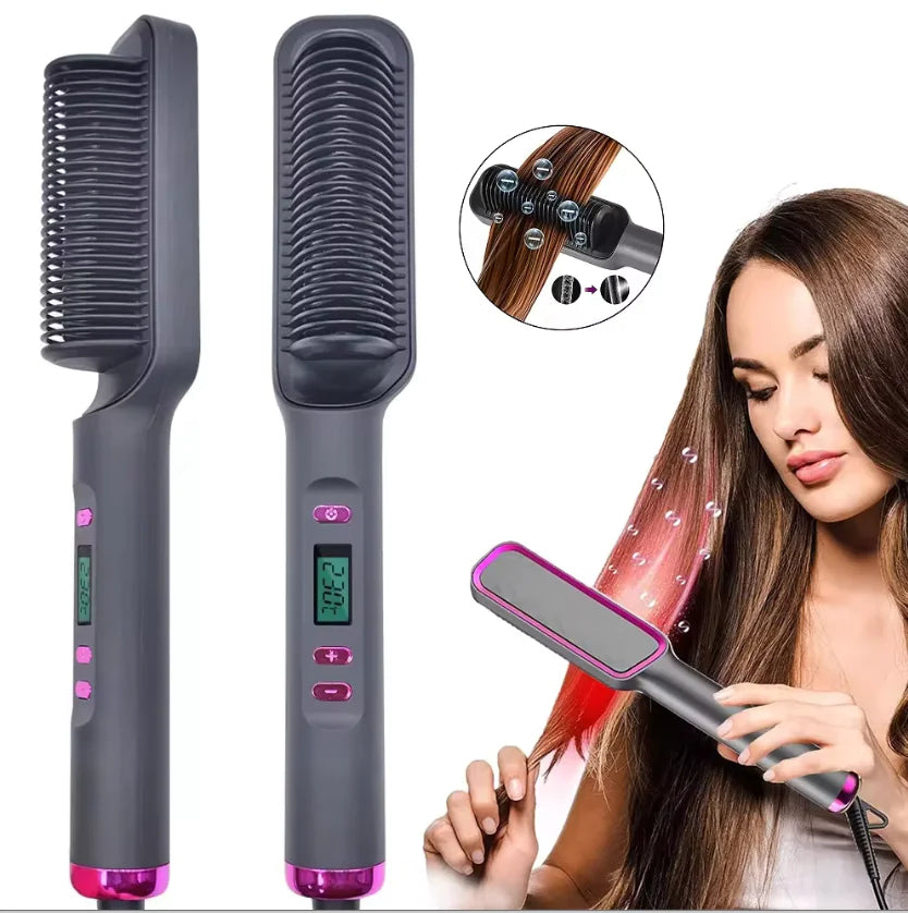 Multifunctionele Elektrische Haarstyling Kam – 2-in-1 Ontwerp voor Sneller Stylen & Minder Beschadiging