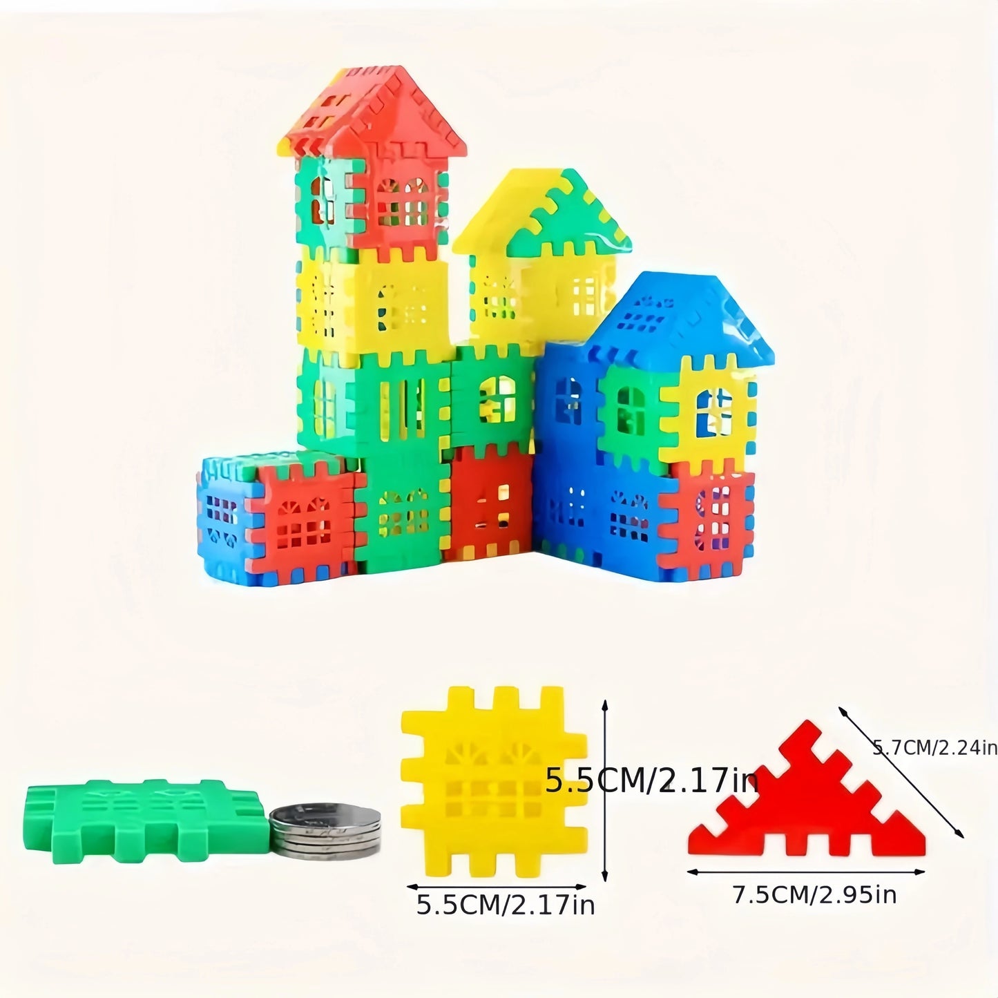 140 Pieces House Large Assembly Creative Square Block Building Bricks - Educational Toys, Perfect as Birthday or Christmas Gifts