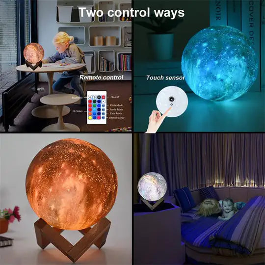 Maanlamp met LED – Dimbare Touch Bedlamp voor Sfeer & Decoratie
