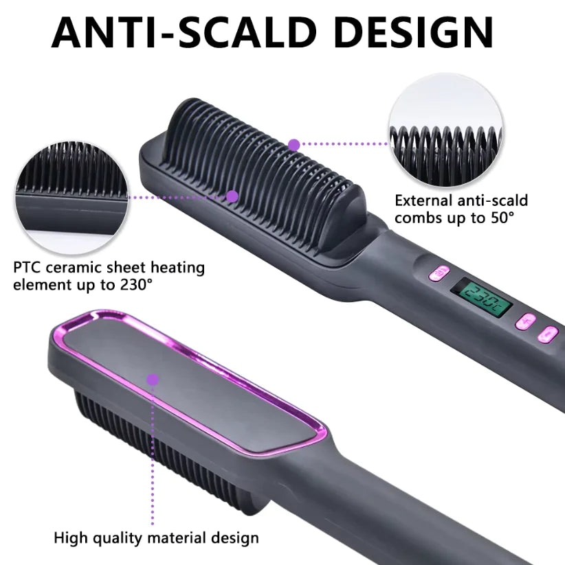 Multifunctionele Elektrische Haarstyling Kam – 2-in-1 Ontwerp voor Sneller Stylen & Minder Beschadiging