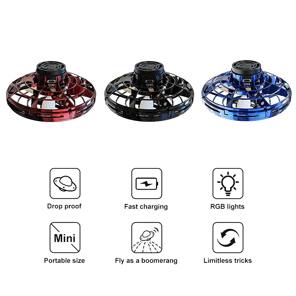 Vliegende LED Drone Bal met Fidget Spinner – Het Ultieme Stressverlichtende Speelgoed!