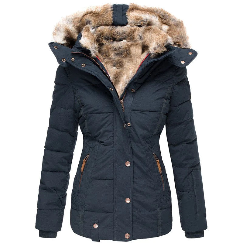 Lekkere Warme Winter Puffer Jas met Imitatiebont