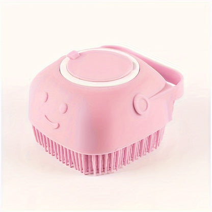 Pet Shampoo &amp; Massage Brush | Silicone Grooming Brush with Shampoo Storage for Dogs &amp; Cats – Relax and Groom Like Never Before!