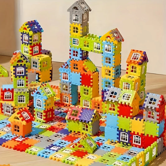 140 Pieces House Large Assembly Creative Square Block Building Bricks - Educational Toys, Perfect as Birthday or Christmas Gifts