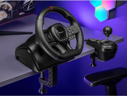 Tracer SimRacer Manual Transmission 6 in 1 Gaming Steering Wheel with Pedals and Gear Stick Compatible with PC/PS4/PS3/XONE/X360/SWITCH