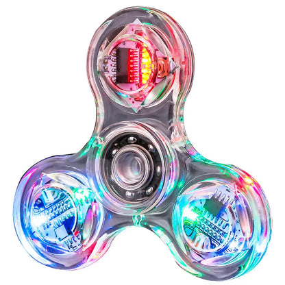 Crystal Luminous LED Light Fidget Spinner Hand Top Spinners Glow in the Dark EDC Stress Relieving Toys Kinetic Gyroscope for Kids