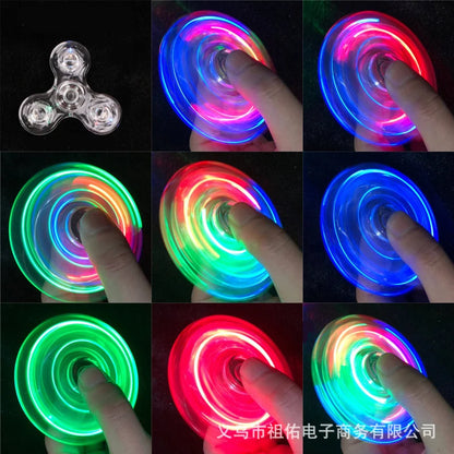 Crystal Luminous LED Light Fidget Spinner Hand Top Spinners Glow in the Dark EDC Stress Relieving Toys Kinetic Gyroscope for Kids