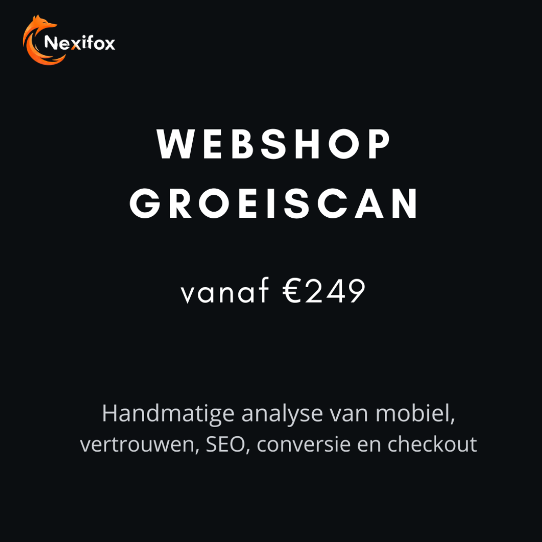 Webshop GroeiScan van Nexifox Studio, vanaf 249 euro