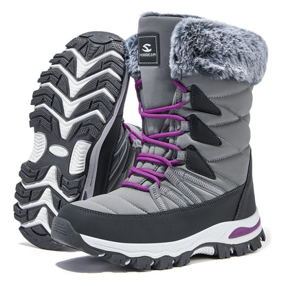 HOBIBEAR Waterdichte Winterlaarzen voor Dames – Warme Sneeuwlaarzen met Luxe Bontvoering