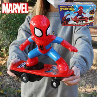 Marvel Spiderman Automatic Flip Rotation Skateboard Acoustic-Optic Car Ultraman Electric Music Toys Stunt Scooters Christmas Gifts 