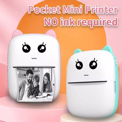 Portable Thermal Photo Printer - Mini Cat Pocket Printer 58mm 