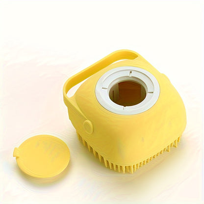 Pet Shampoo &amp; Massage Brush | Silicone Grooming Brush with Shampoo Storage for Dogs &amp; Cats – Relax and Groom Like Never Before!